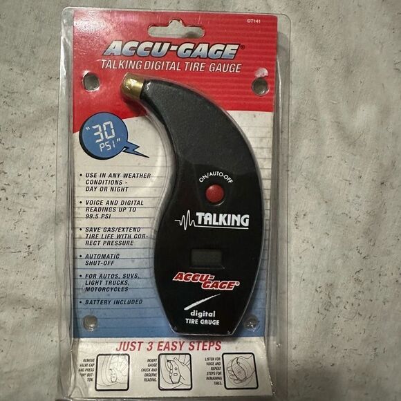 Accu-Gage Talking Digital Tire PSI Pressure Gauge New Car Truck Automobile - Picture 1 of 4